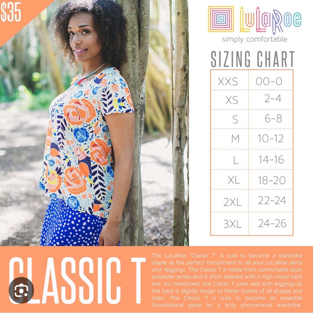 LuLaRoe New XS Geometric Classic T-Shirt NWT - Picture 8 of 8